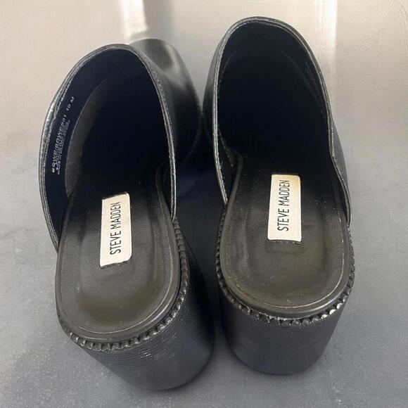 Steve Madden Black Platform Mule Clogs Chunky Heel Y2K Goth Minimalist - Picture 7 of 8